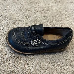 Janie and Jack, navy blue penny loafers, size 7 infant dress shoes
